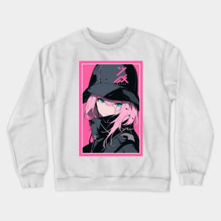 Aesthetic Anime Girl Pink Rosa Black | Quality Aesthetic Anime Design | Chibi Manga Anime Art Crewneck Sweatshirt